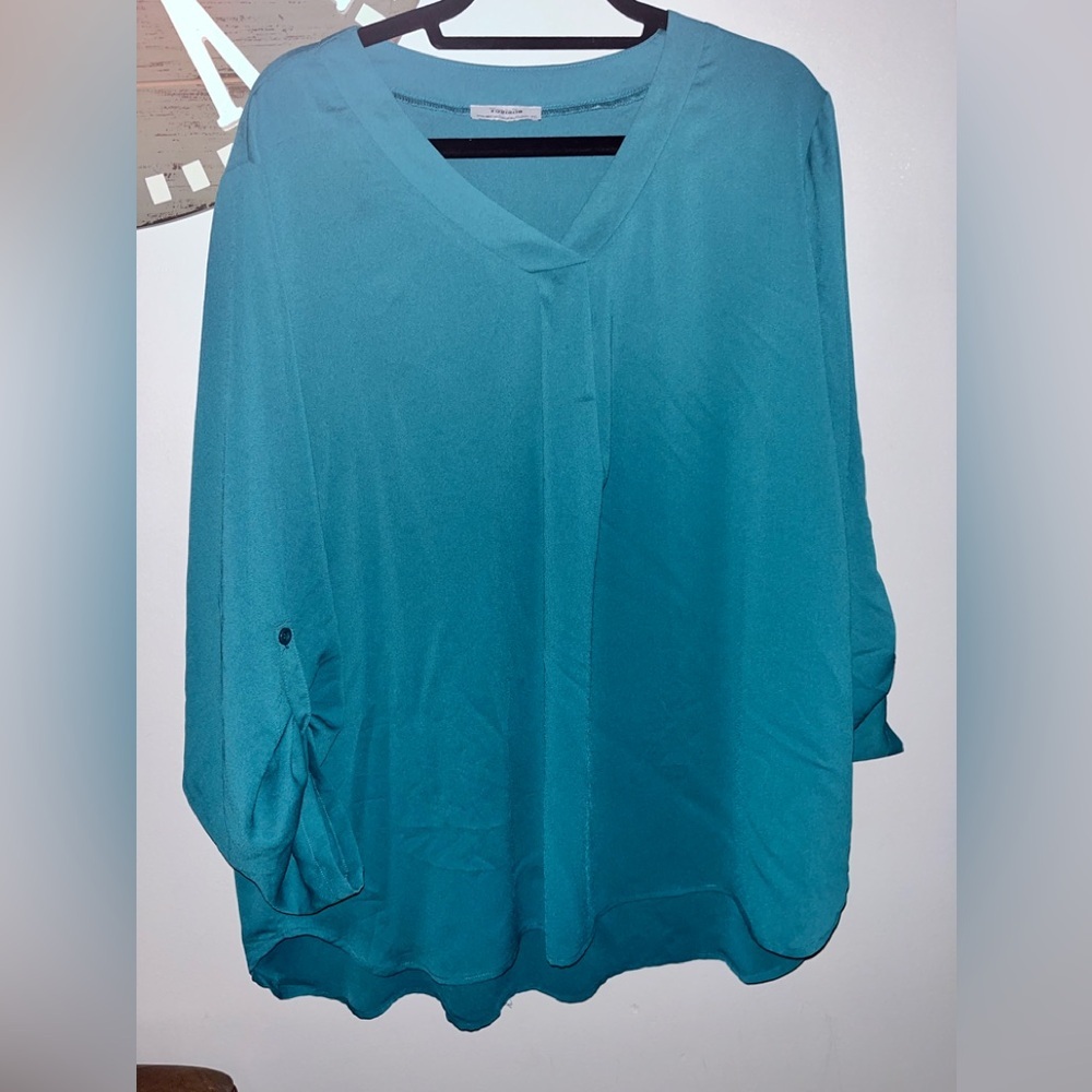 Youtalia teal v neck blouse size XXL